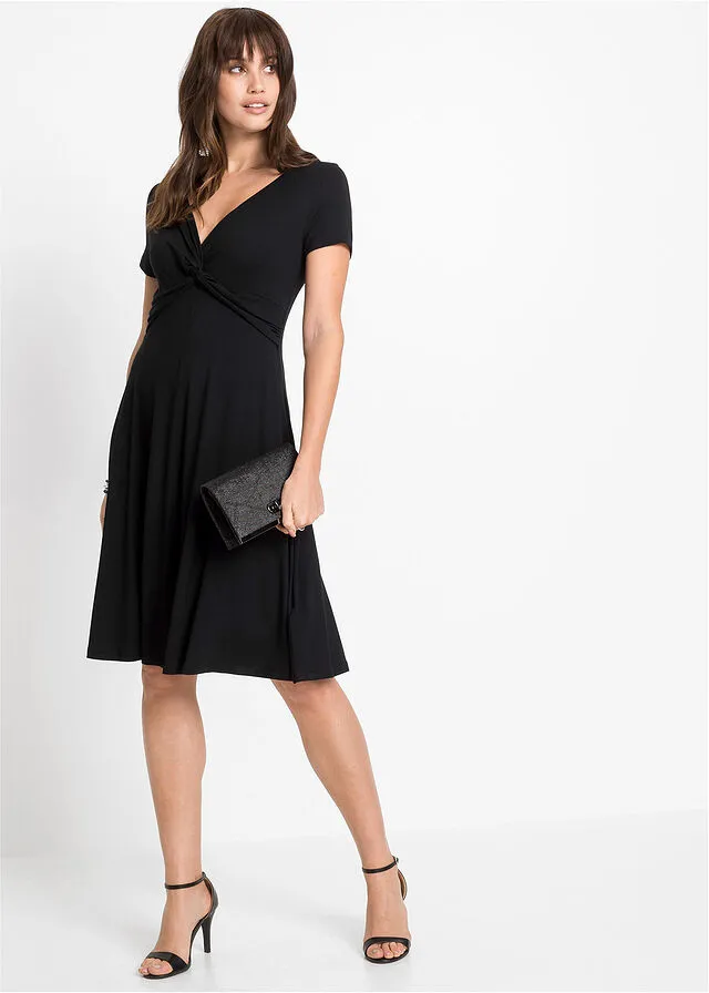 Sustainable Black Viscose Knit Dress.