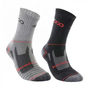 Thermolite Men's Trekking Socks - Pack of 2 in Gray/Black.