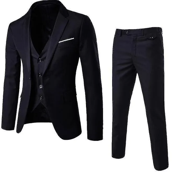 Men's 3-Piece Business Casual Suit with Blazer, Pants, and Vest