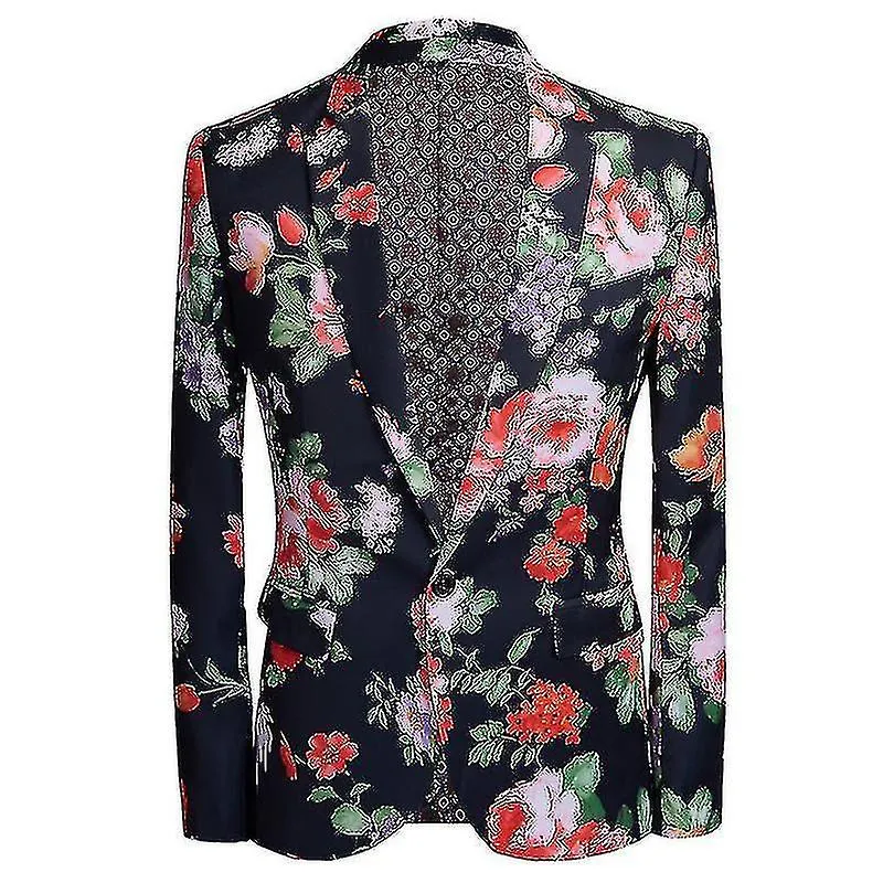 Men's Floral 2-Piece Slim Fit Suit Printed Blazer Pants Sets