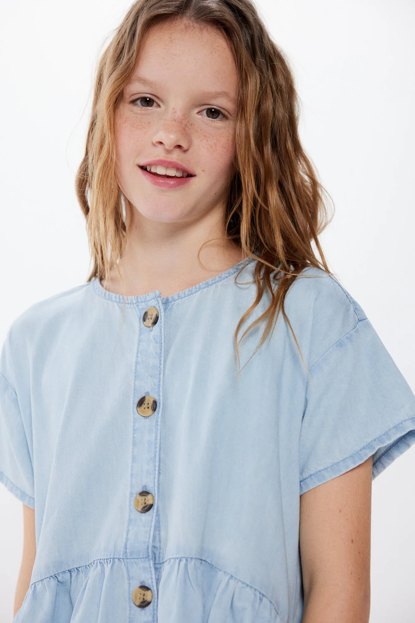 Girls' Light Blue Denim Dress