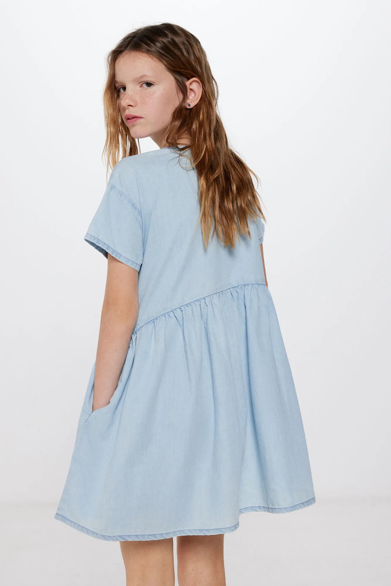 Girls' Light Blue Denim Dress