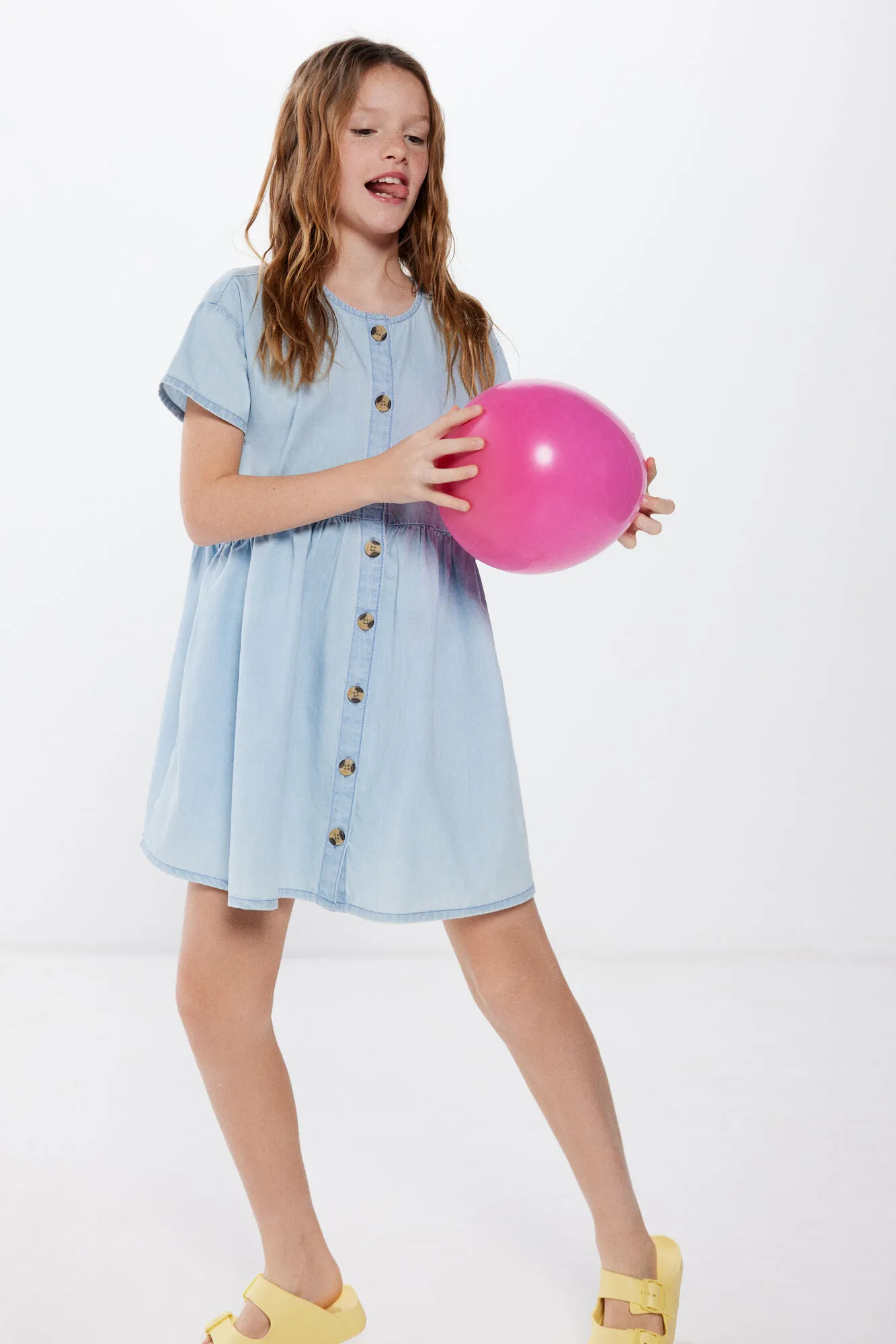 Girls' Light Blue Denim Dress