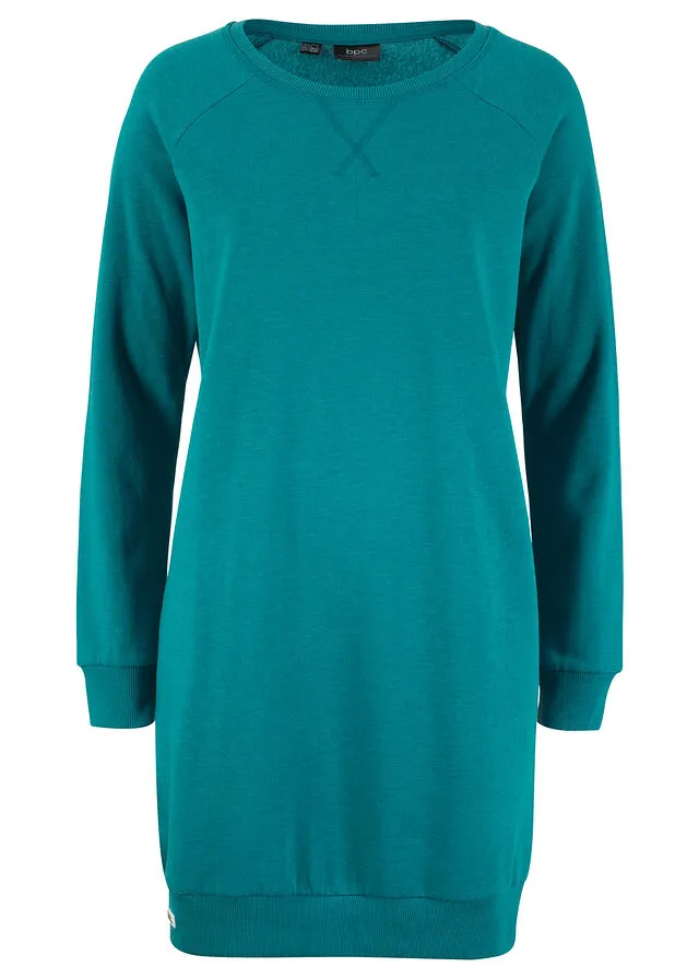 Turquoise cobalt raglan sleeve sweatshirt dress