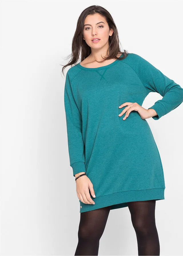 Turquoise cobalt raglan sleeve sweatshirt dress