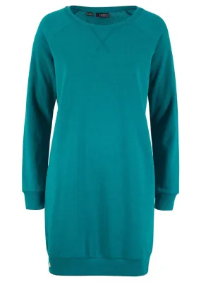 Turquoise cobalt raglan sleeve sweatshirt dress