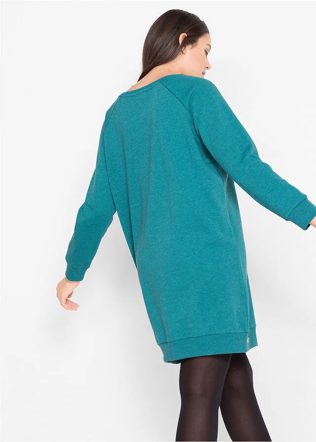 Turquoise cobalt raglan sleeve sweatshirt dress