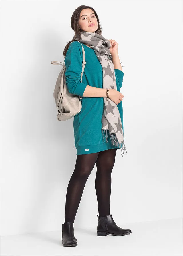 Turquoise cobalt raglan sleeve sweatshirt dress