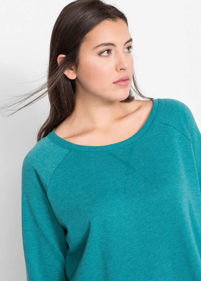 Turquoise cobalt raglan sleeve sweatshirt dress