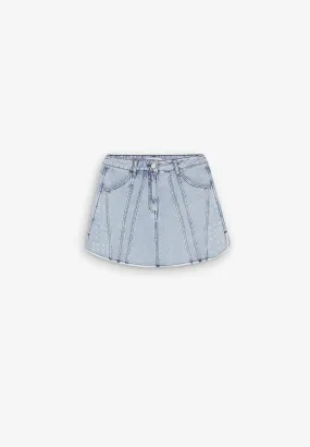 washed denim mini skirt