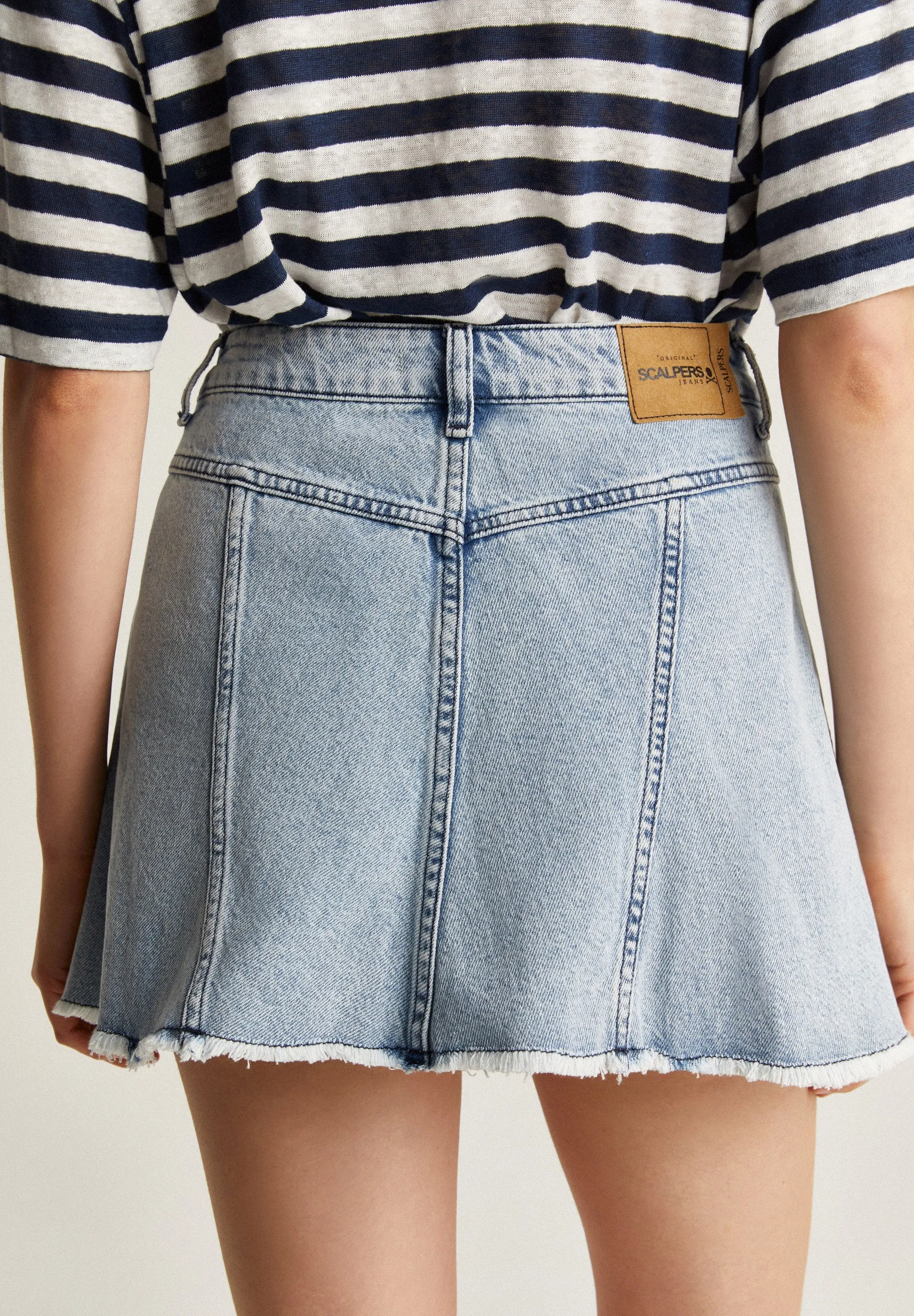 washed denim mini skirt