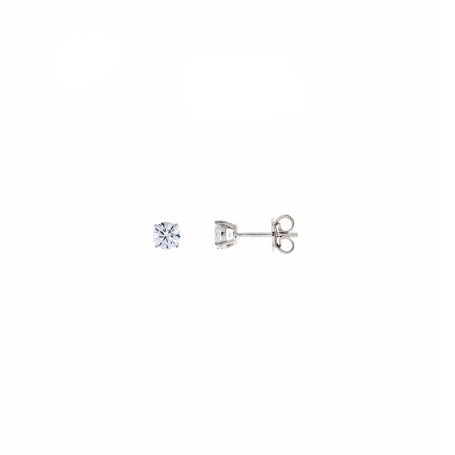 White Cubic Zirconia Rhodium-Plated Silver Earrings