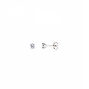 White Cubic Zirconia Rhodium-Plated Silver Earrings