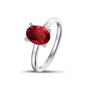 White Gold Oval Ruby Ring.