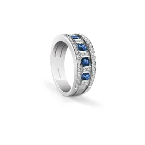 White Gold Ring with Diamonds and Sapphires - Jewelry Online.