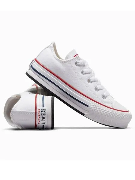 White Canvas Low Platform Converse Sneaker.