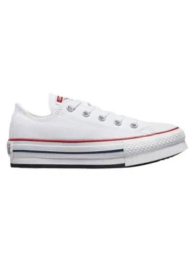 White Canvas Low Platform Converse Sneaker.