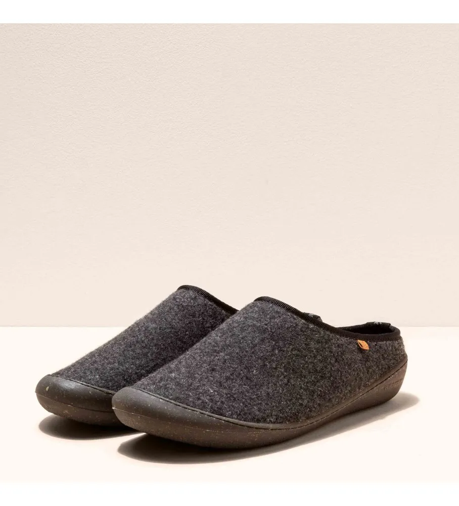 Wool Black Home gray slippers