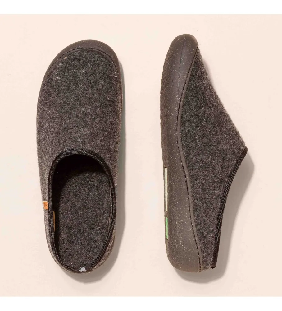 Wool Black Home gray slippers