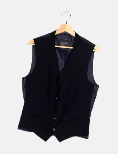 Navy Blue Buttoned Vest by Zara.