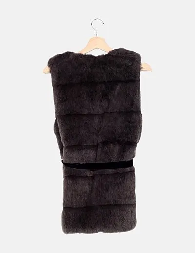 Zara women's dark grey fur vest