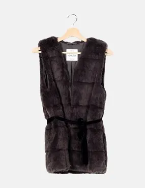 Zara women's dark grey fur vest